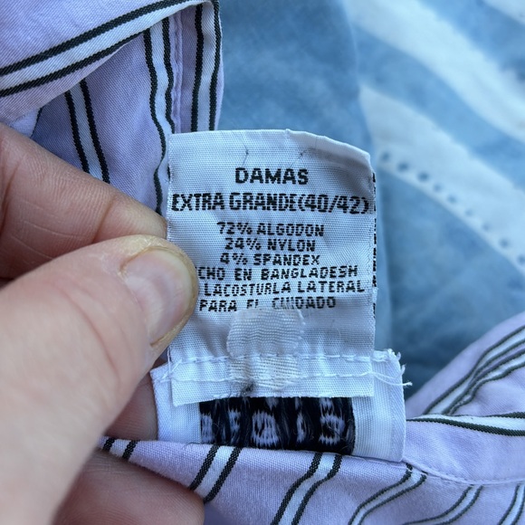 George Stretch Button Up Blouse Diagonal Purple Black White Stripes XL (16/18) - Picture 10 of 16